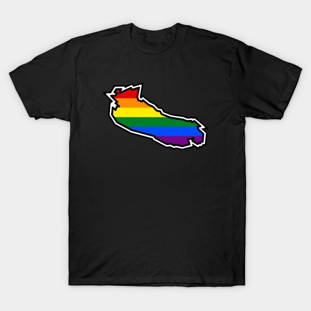 Gabriola Island Silhouette - Traditional Pride Flag Rainbow Colours - Gabriola Island T-Shirt by Bleeding Red Pride